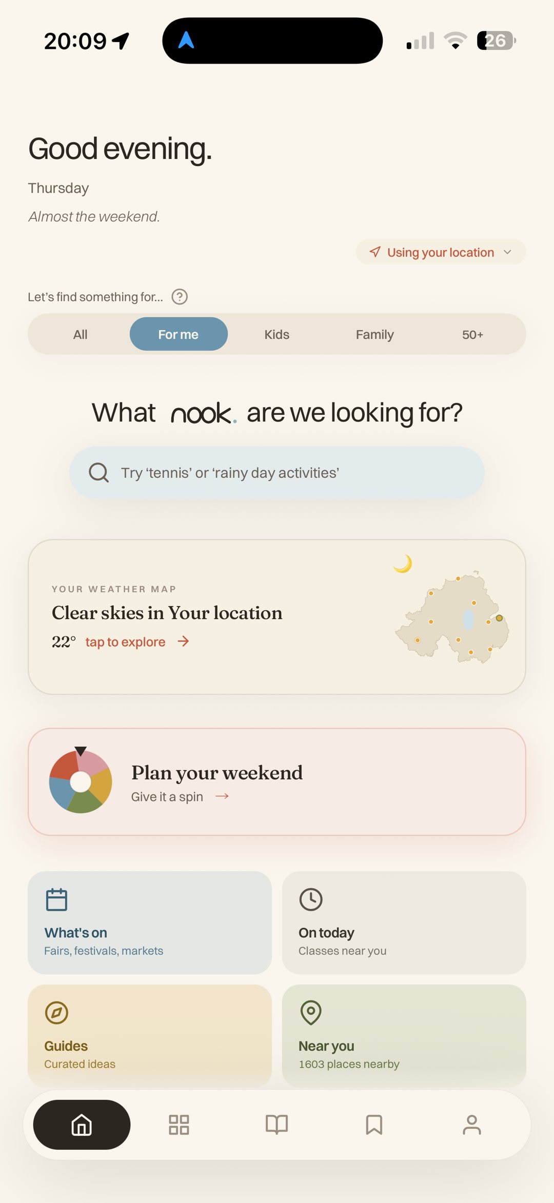 The Nook home screen