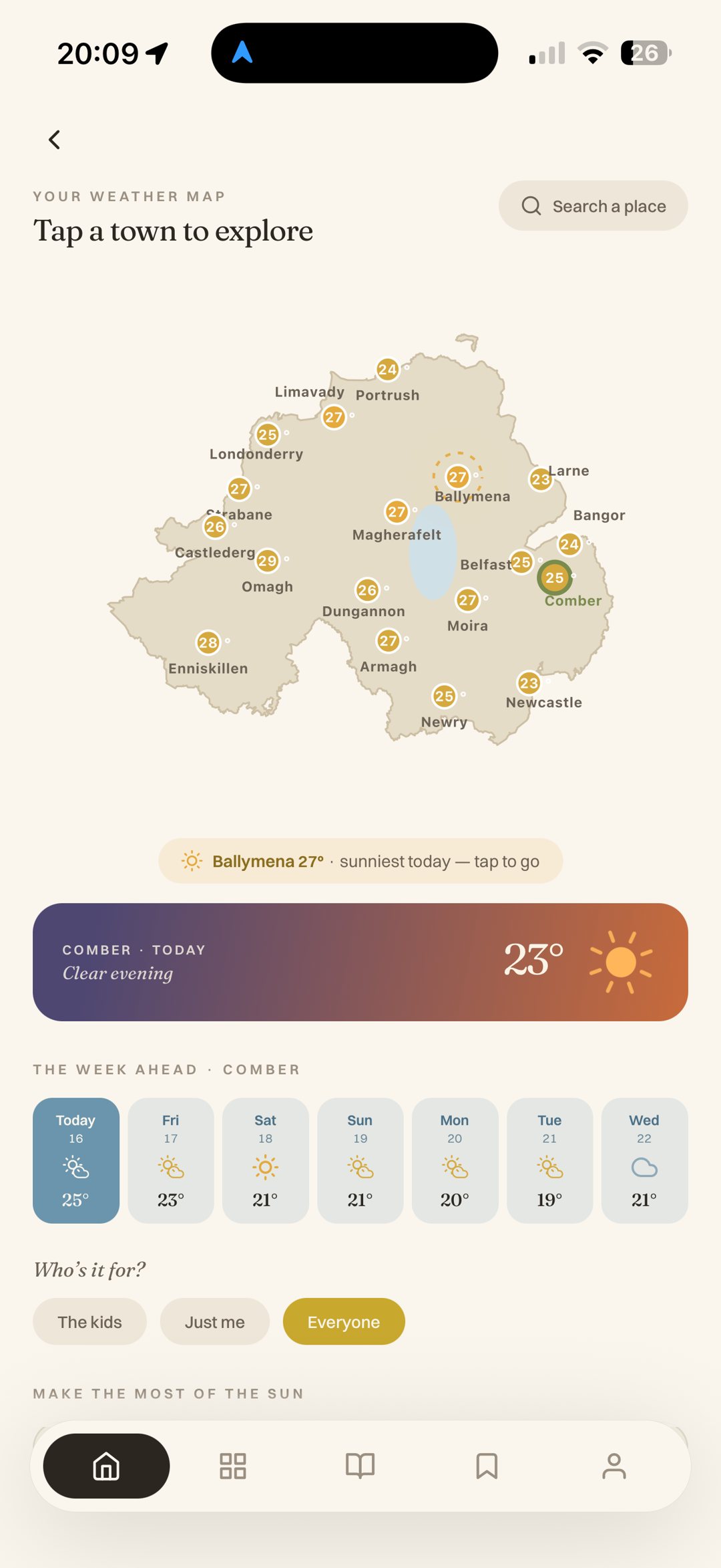 Nook weather map of Northern Ireland
